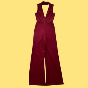 G by GUESS “Rhonda Choker Wide-Leg Jumpsuit” Burgundy Red